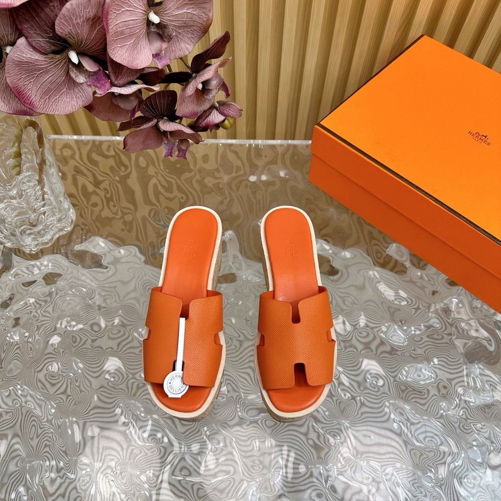 HM thick-soled platform slippers with wooden bran soles 0724082803