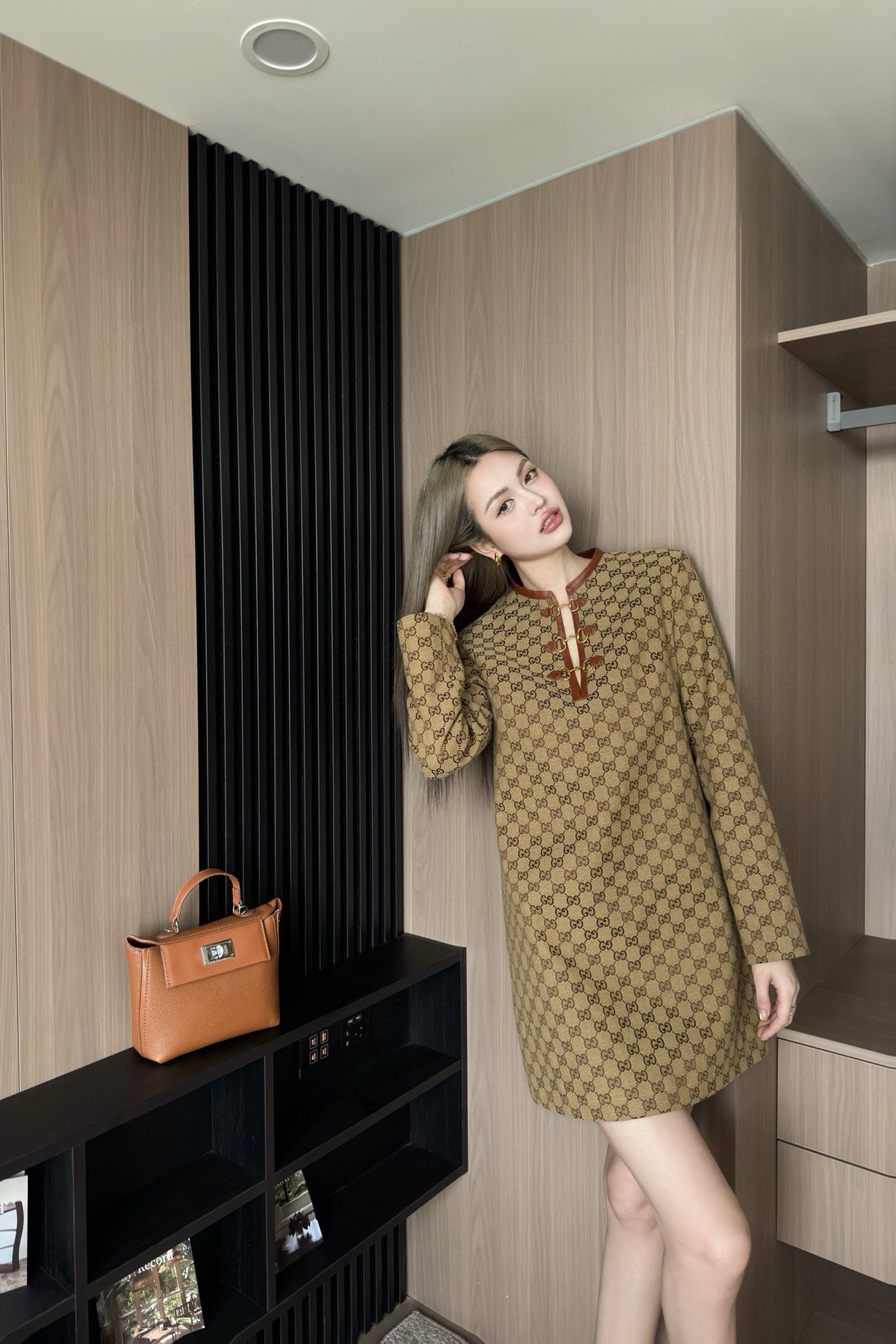 GG Fashion Khaki Printed dress 0725062010