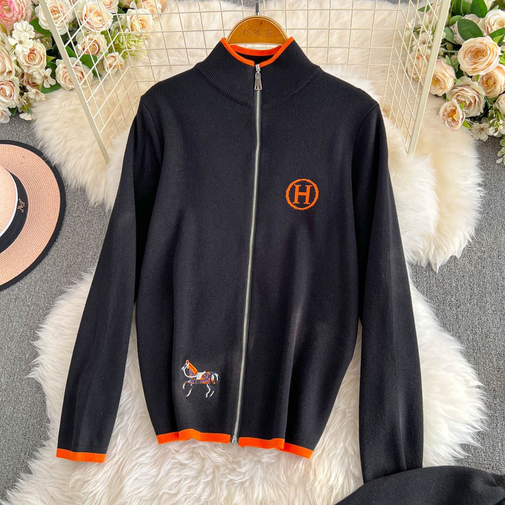 Embroidered sweater long-sleeved top two-piece set 9000910001