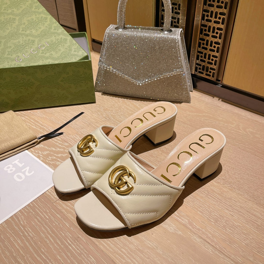 Black G Logo Handmade Leather women's High Heeled-WX05202362601