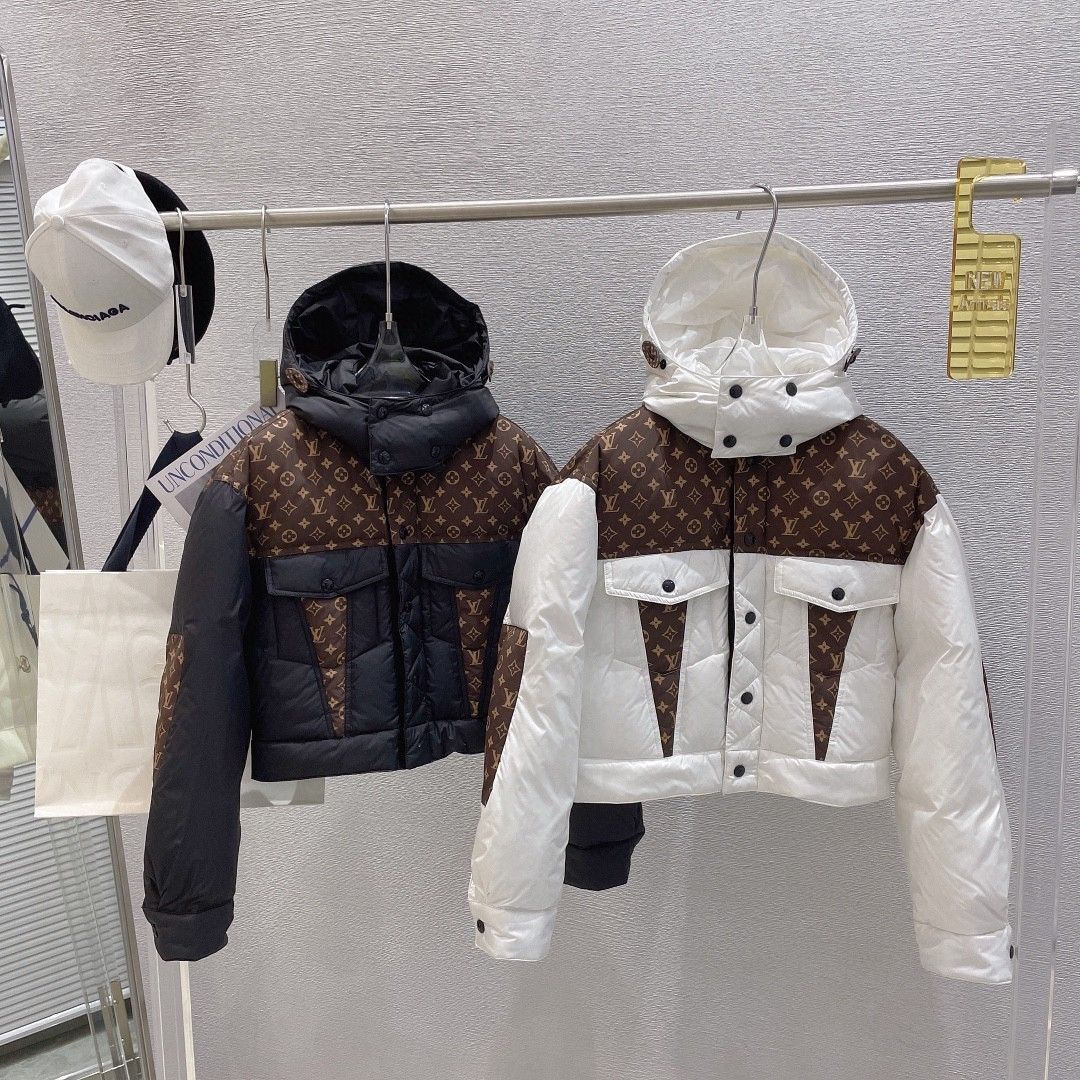 Hooded Stitching Presbyopia Short Down Jacket Casual Warm Plus Velvet Versatile Down Jacket Female Autumn and Winter New