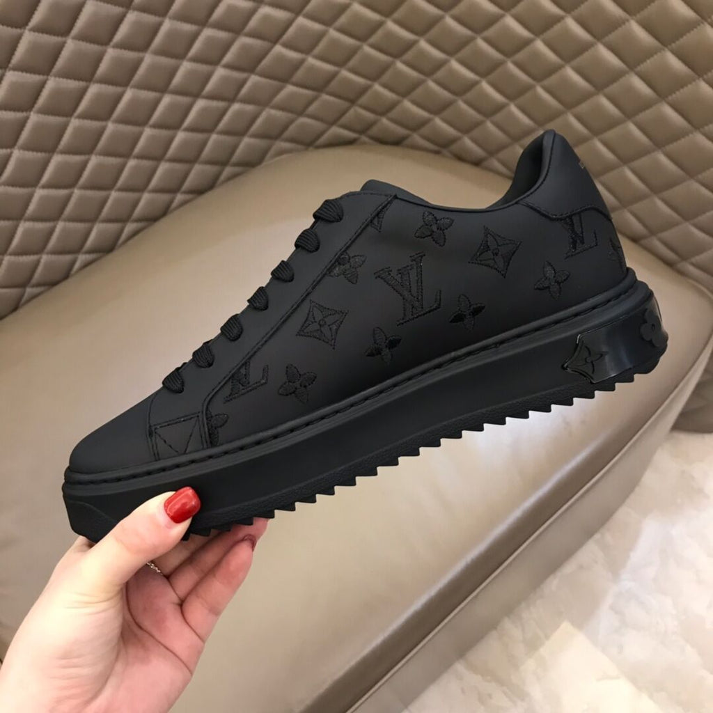 BLACK LEATHER MONOGRAM LUXEMBOURG SNEAKER