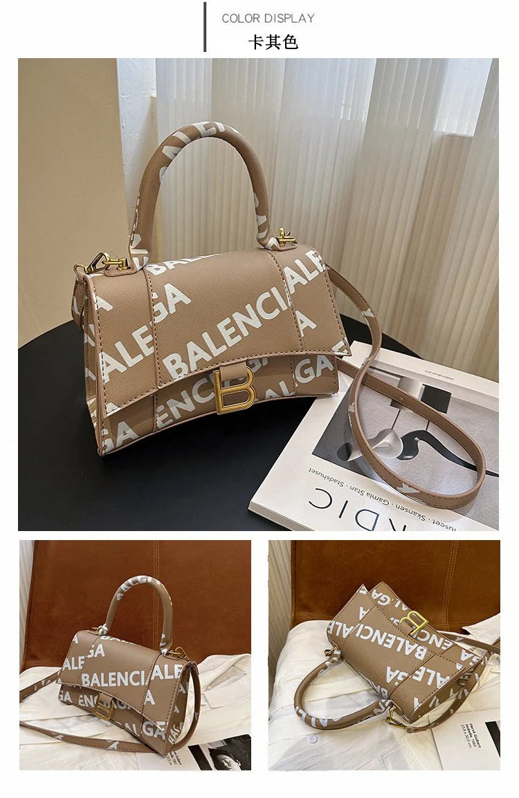 High-grade Texture Letter Hourglass Bag Single-shoulder Portable Crossbody Fashion Bag 1024041102