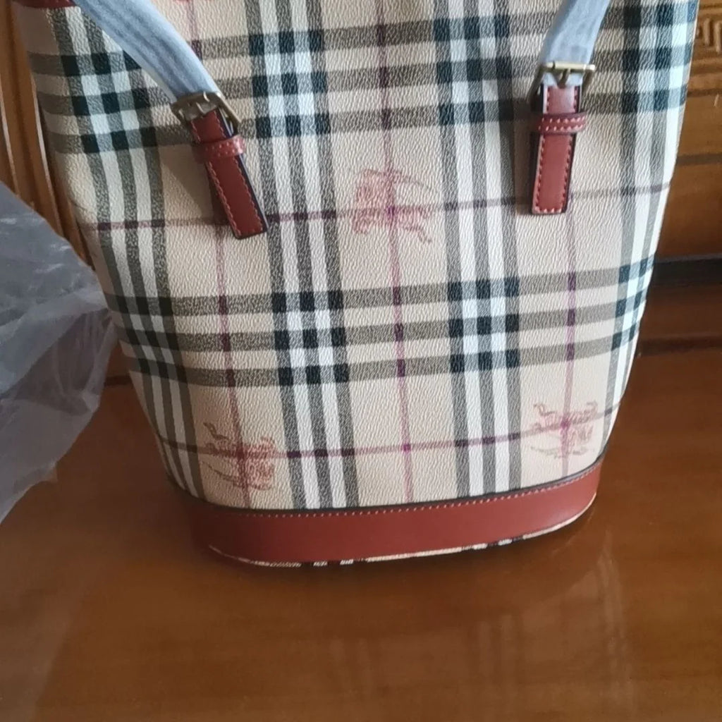 New Bucket Shoulder Handbag Fashion Versatile Classic Check Women's Bag 1024031513