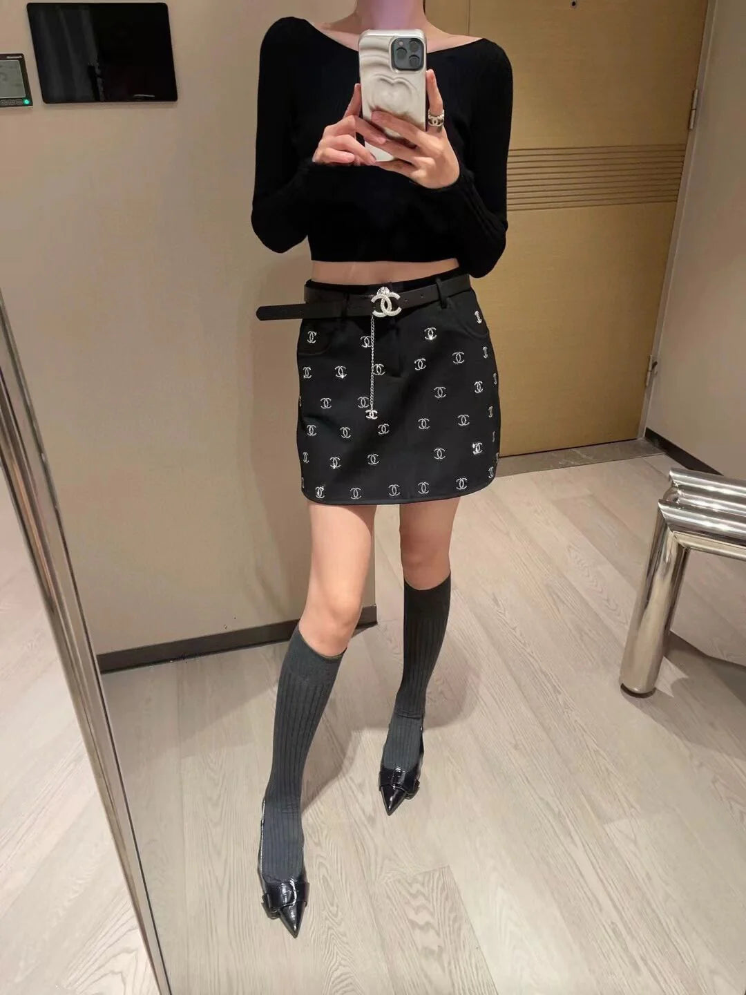 New Entry Light Luxury Spice Girl Full Hot Diamond Skirt 1024040130