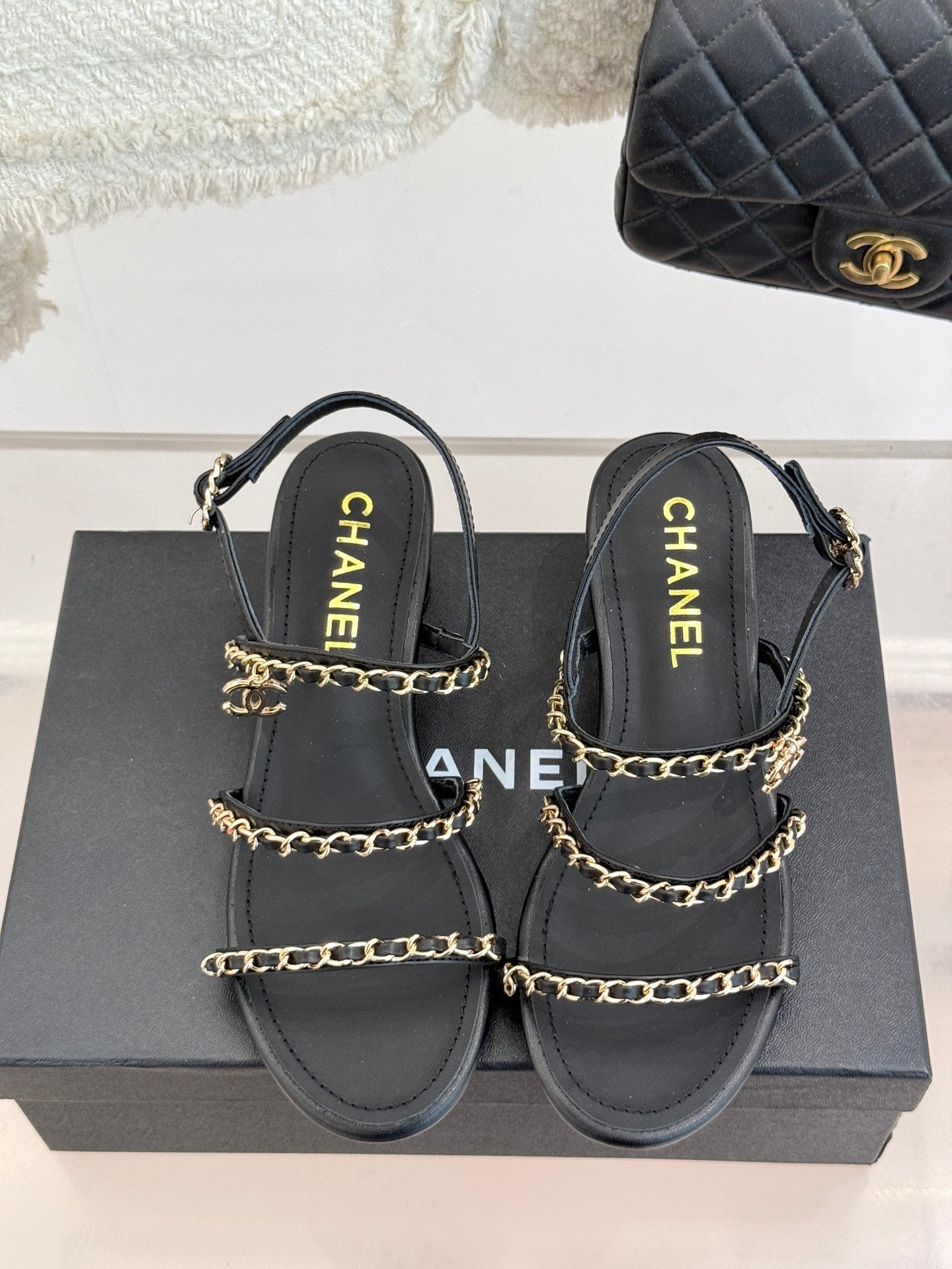 CNL Double C chain thick heel sandals 0725042807