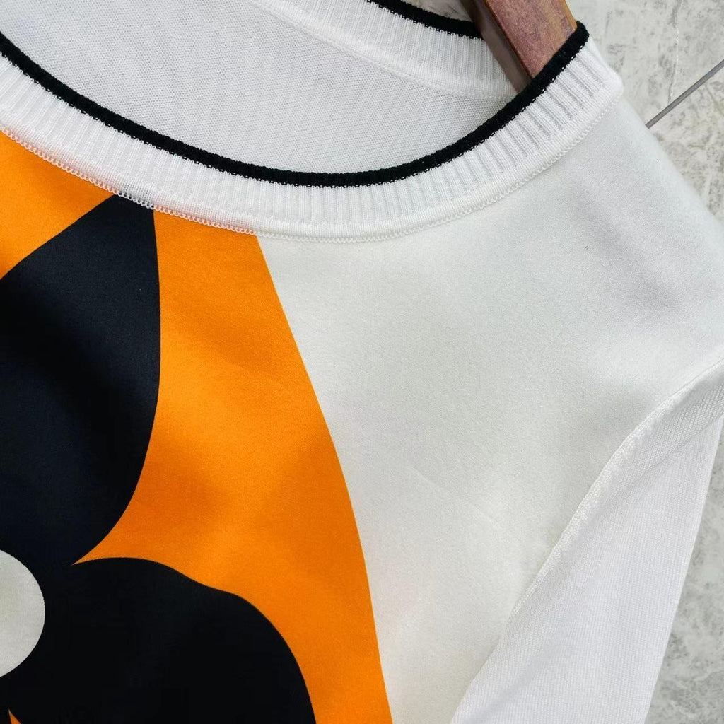 New Satin Fashion Printed T-shirt Short Sleeve 1024052116