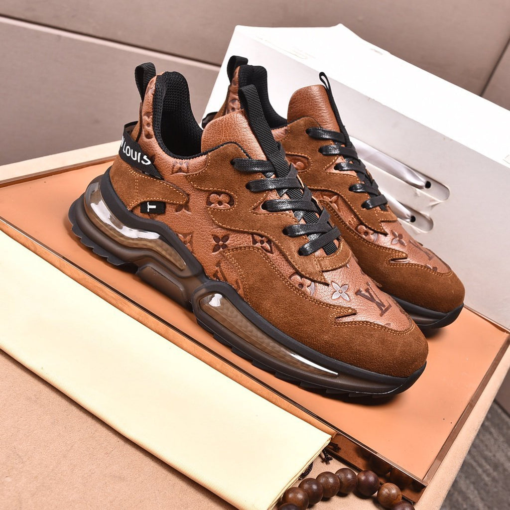 Brown Color Block Cushion Sole Sneakers