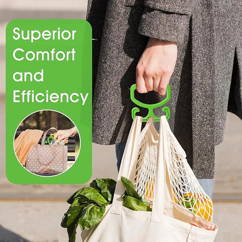 A multi-purpose shopping bag transport handle with double-buckle comfortable grip, a labor-saving tool