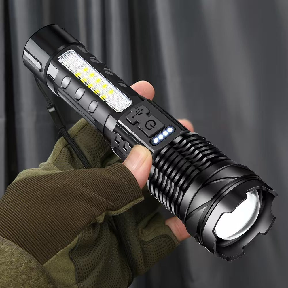 Telescopic zoom strong light aluminum alloy waterproof flashlight