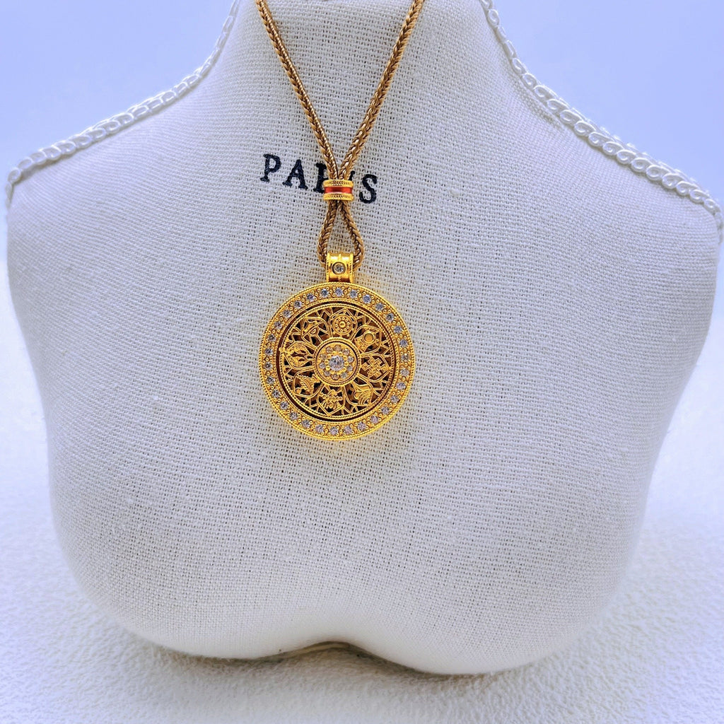 Eight Treasures Compass Rotatable Pendant necklace 2025081305