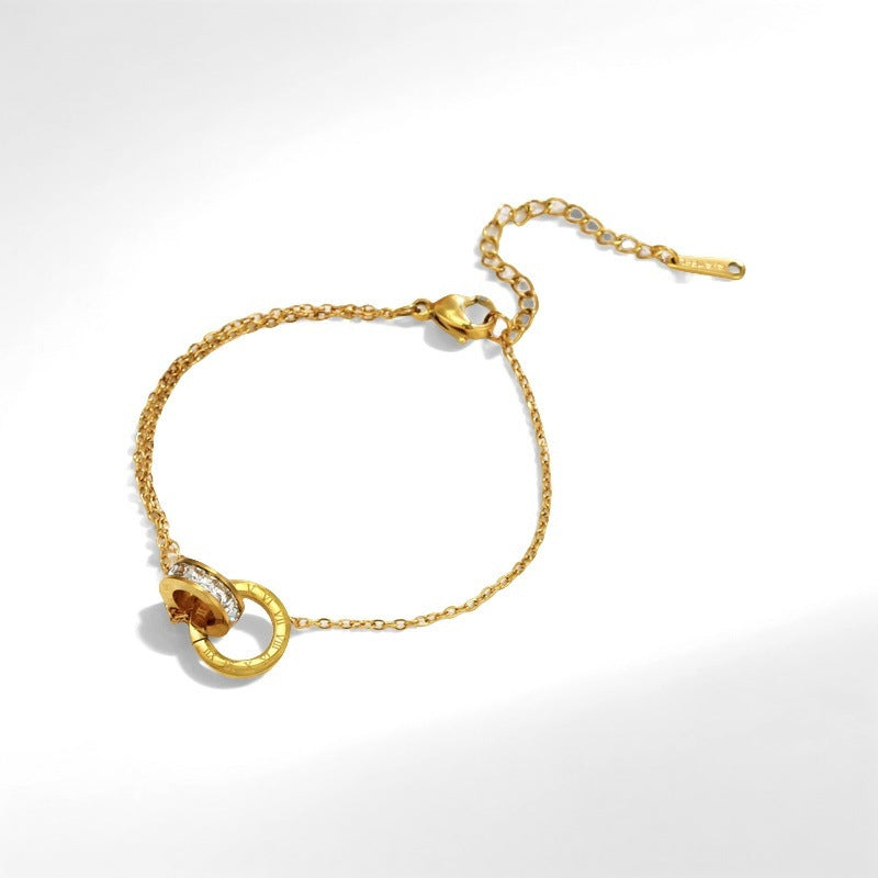 Roman double ring necklace, titanium steel necklace 2025081203