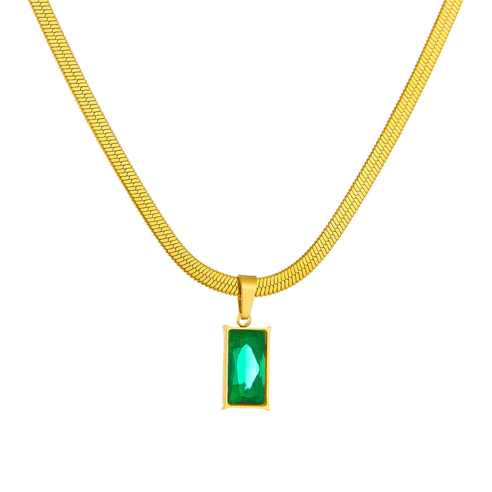 Green square snake bone chain 2025081315