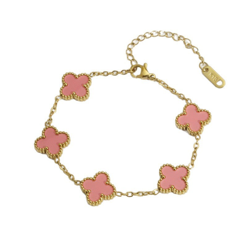 Five-leaf flower lucky chain bracelet 2025081114
