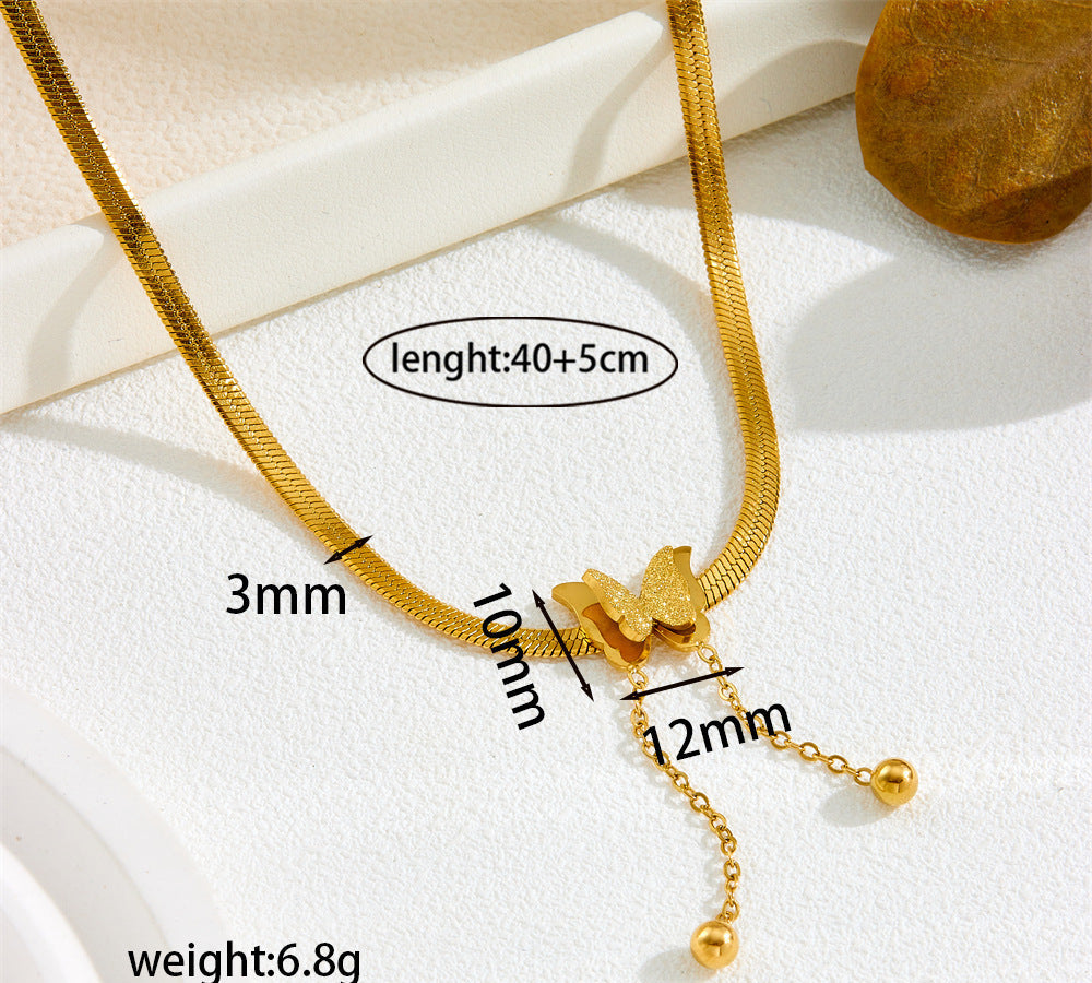 Titanium steel colorless necklace 2025081301