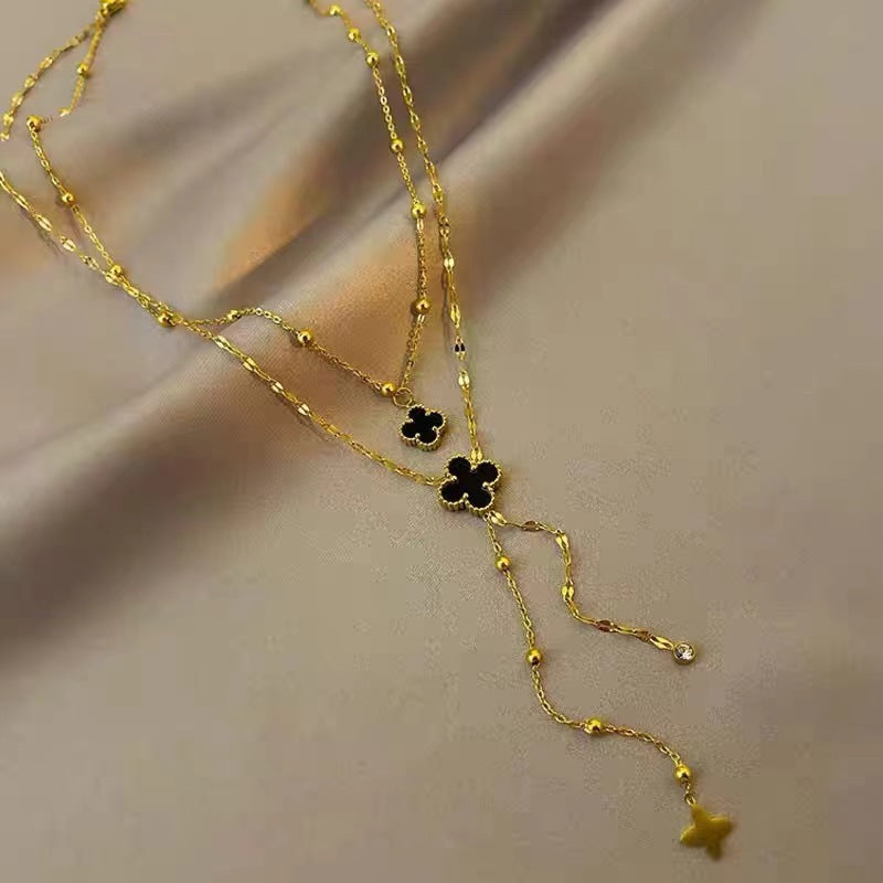 Four-leaf clover pendant collarbone chain 2025081206