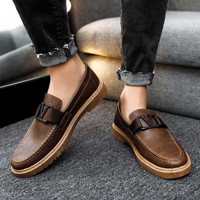 Versatile Bean Shoes Men'S 2025 Spring New Korean Style Casual Leather Shoes 1025072901