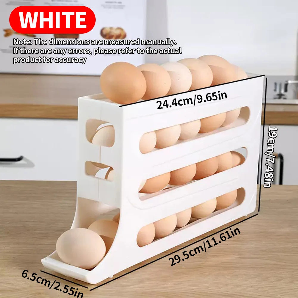 Egg storage box with automatic scrolling function