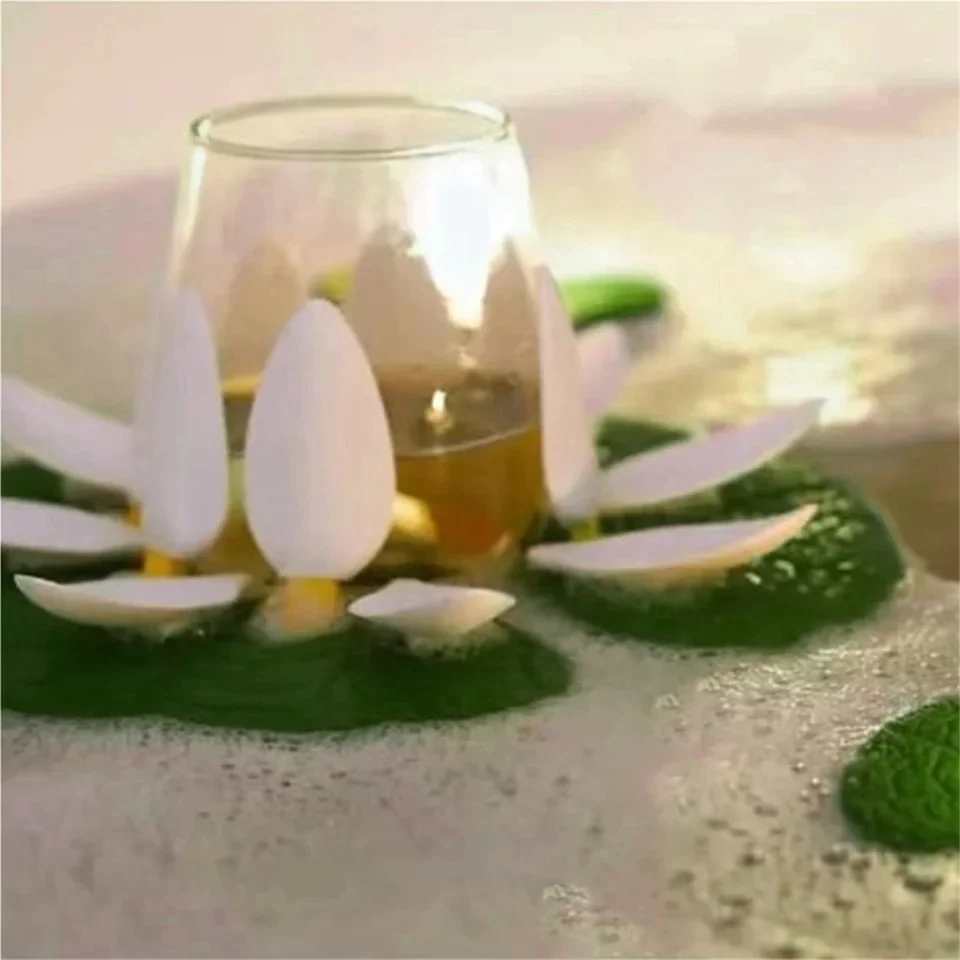 Highly Recommended.Luxurious Floating Lotus Bath Glass Holder with Wine Bottle Holder