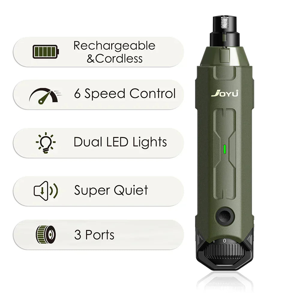 Electric Dog Nail Grinder | 6 Speeds | Ultra Quiet & Rechargeable | Painless Grooming