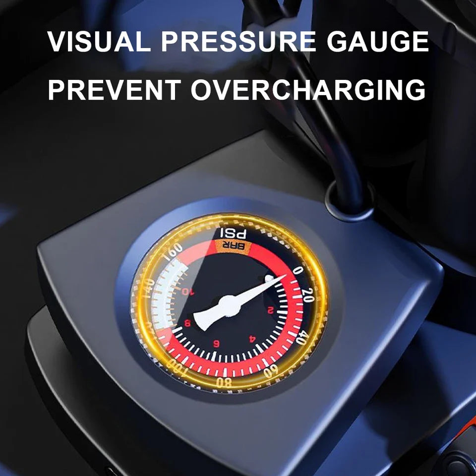 Portable High Pressure Bicycle Foot Pedal Pump with Gauge Quick Inflator Pump Electric Motorcycle Car Basketball Inflator