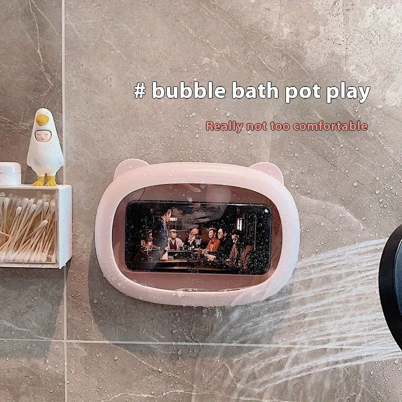 Bathroom Waterproof Mobile Phone Box Cartoon, Adhesive Bracket Mobile Phone Holder, Bathing TV Show Artifact