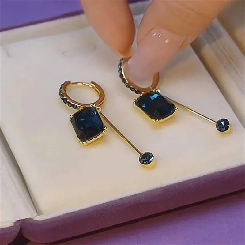 Blue Crystal Drop Earrings from Fashion Square