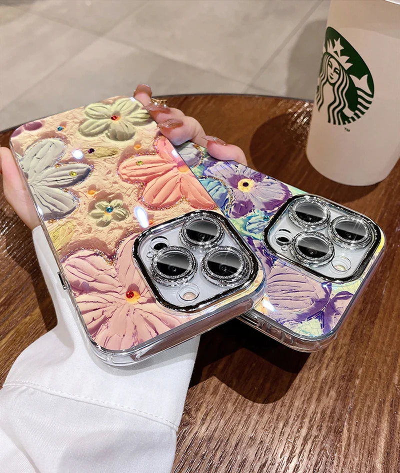 Luxurious and fashionable flower sparkling laser phone case