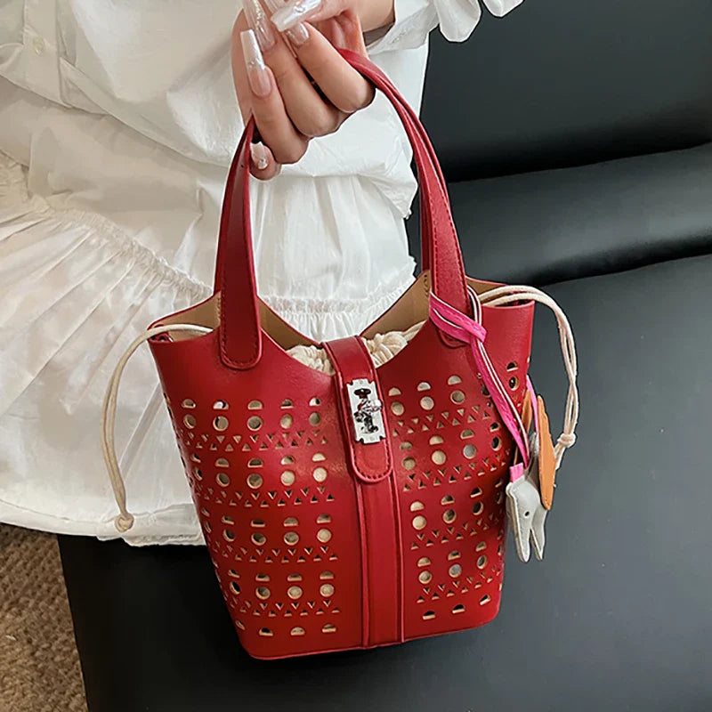 Fashionable bucket buckle bag 2025073005