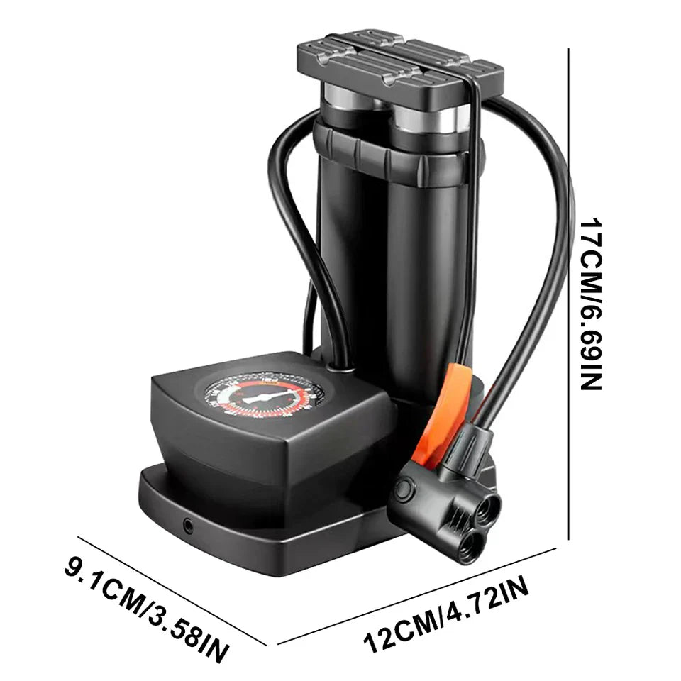 Portable High Pressure Bicycle Foot Pedal Pump with Gauge Quick Inflator Pump Electric Motorcycle Car Basketball Inflator