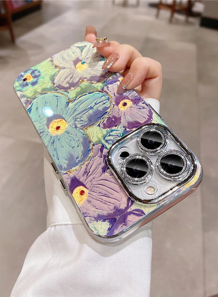 Luxurious and fashionable flower sparkling laser phone case