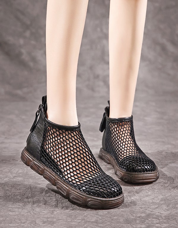 Summer Mesh Breathable Retro Leather Sandals Boots