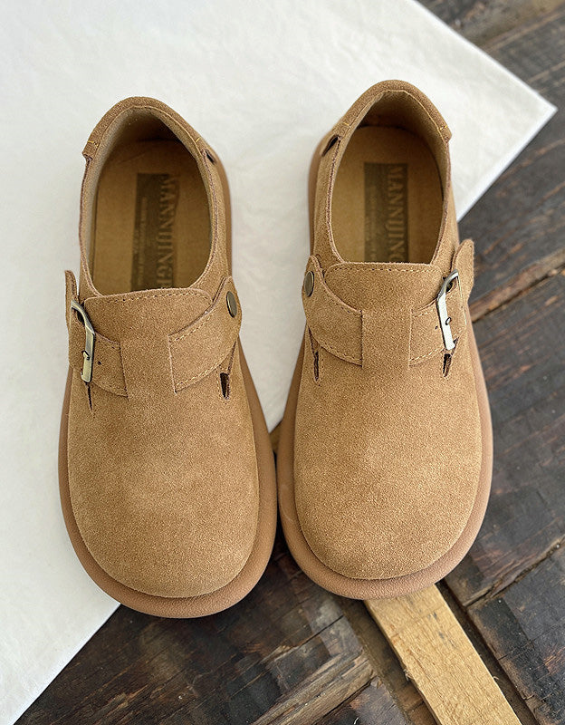 Wide Toe Box Comfortable Suede Flat Shoes Clogs
