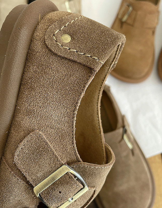 Wide Toe Box Comfortable Suede Flat Shoes Clogs