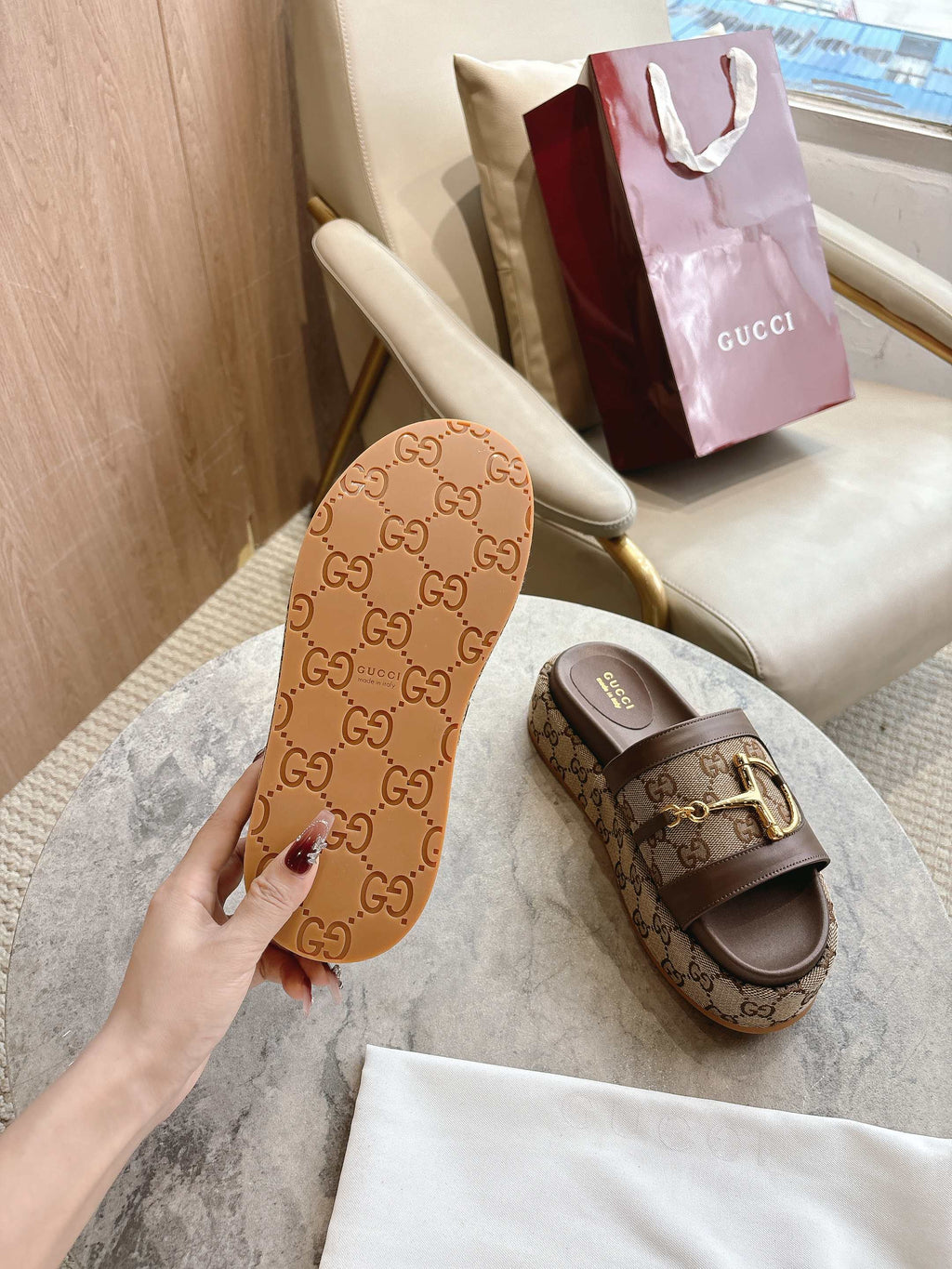 GG saddle buckle thick-soled slippers 0725101409