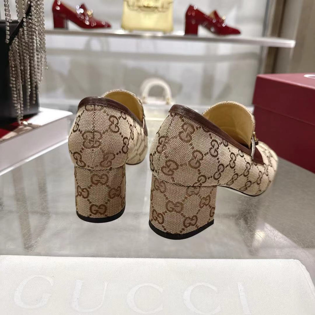 GG fashion print high-heeled loafers 0725102001