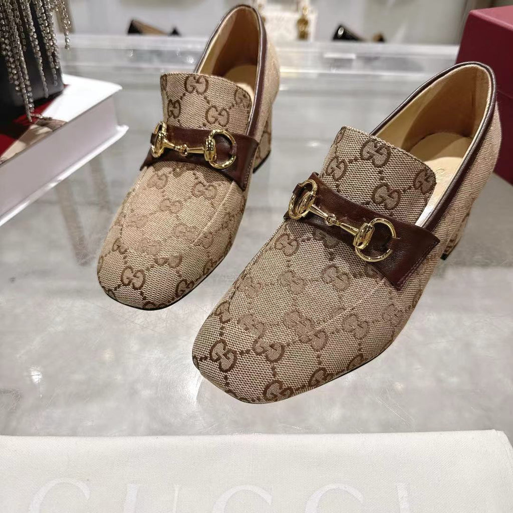 GG fashion print high-heeled loafers 0725102001